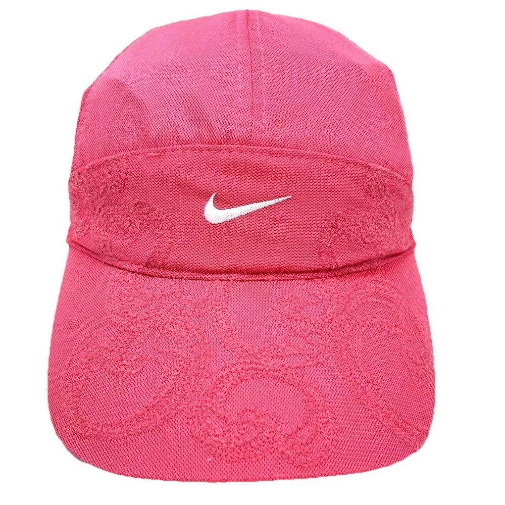 VTG Nike Hat Cap Strap Back 7 Panel Pink Running Featherlight Embroidered Womens